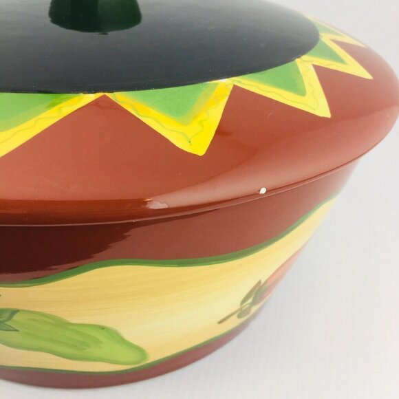 THE MAIN INGREDIENTS Southwestern Chili Peppers Stoneware Large Lid Serving Bowl - Picture 6 of 14